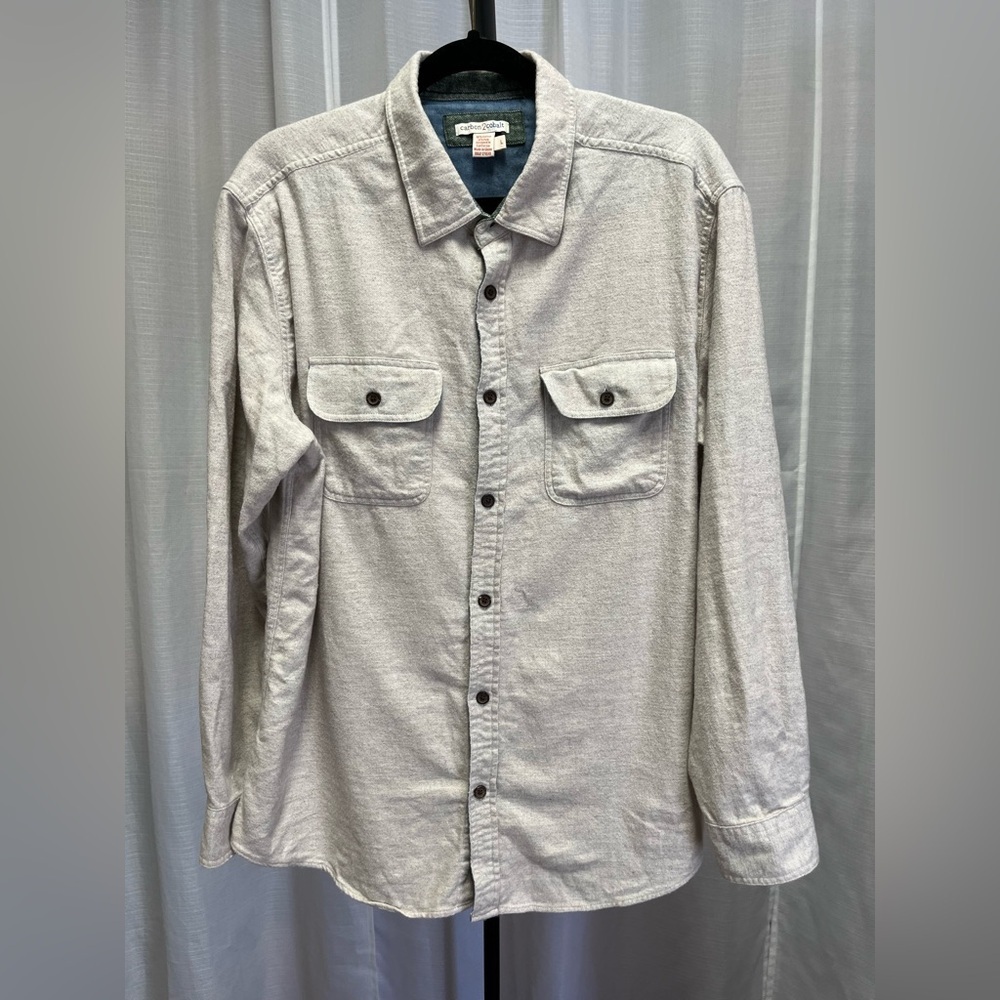 Carbon2cobalt oatmeal button cotton shirt | size large